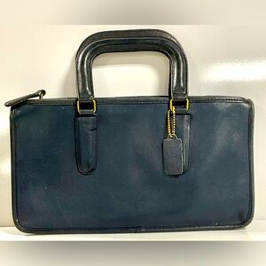 RARE VTG COACH Bonnie Cashin Blue Leather 13”W 6.5”H 2”D